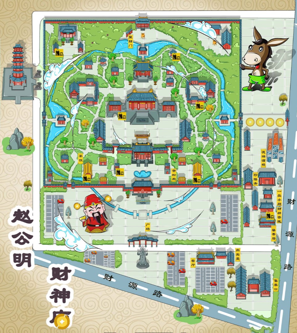 宿松寺庙类手绘地图